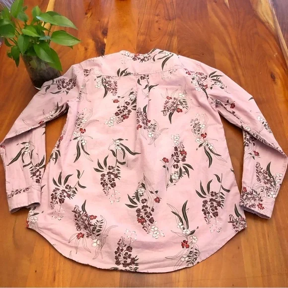 Joe Fresh Boho Cottagecore Pink Floral Pattern Artsy Button Down Shirt Blouse. - Picture 10 of 15